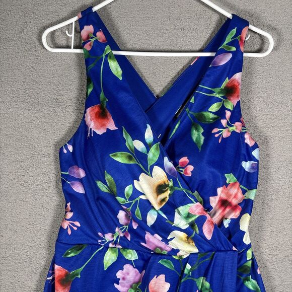 Guess Women’s Size 12 Tulip Cocktail Mini Dress Blue Flowers Knee Length Wedding - Picture 4 of 16